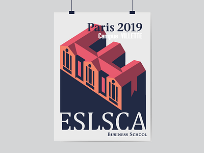 Eslsca Poster book building business graphic paris poster roof school