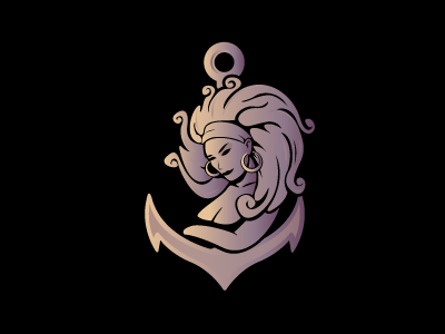 Gipsy Girl gipsy girl illustration anchor head body female logo hair curl earings look eye steva s sea tattoo