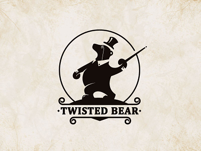 Twisted Bear animal bear circus collar hat logo monocle retro twist vintage walk