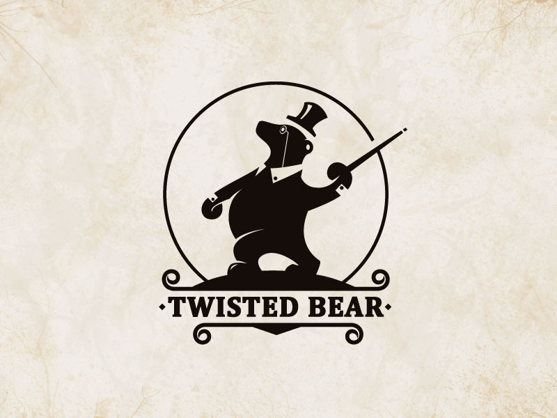 Twisted Bear twist bear animal hat walk retro circus logo vintage monocle collar