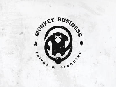 Monkey Business. animal business circle earings jungle logo monkey piercing shop tattoo