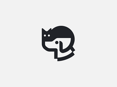 cat & dog animal black cat dog icon logo negative pet shape simple space vet