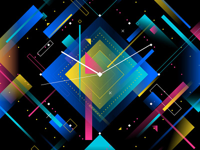 Clock Widget 01 clock colourful dot dynamic geometry gradient light line neon shape sign vibrant