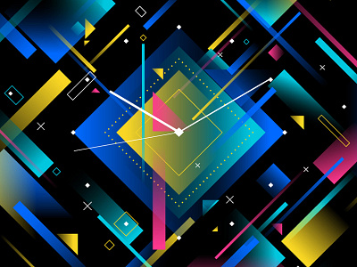 Clock Widget 02 clock colourful dot dynamic geometry gradient light line neon shape sign vibrant
