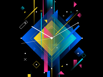 Clock Widget 03 clock colourful dot dynamic geometry gradient light line neon shape sign vibrant
