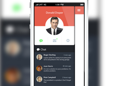 Side bar app apple chat ios iphone red social ui user interface