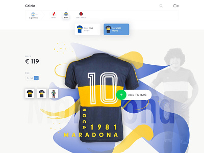 Jersey eCommerce - Boca Maradona boca buy ecommerce football jersey maradona minimal shop store typography ui vintage