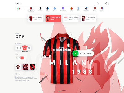Jersey eCommerce - Milan ecommerce football jersey milan minimal shop store typography ui vintage