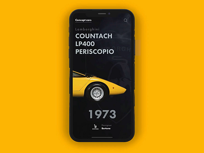 Lamborghini Countach Prototype animation car framer framer classic lamborghini mobile vintage