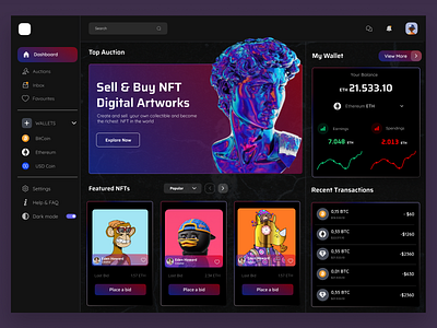 NFT Dashboard branding design illustration ui ux vector