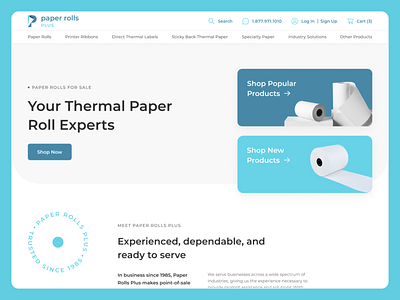 Paper Rolls Plus - Web Design - Branding ecommerce graphic design home page ui user experience ux web web design website website design