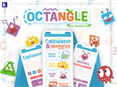 Octangle app calculator design flat shaped geometry illustration kodular ui ux vector