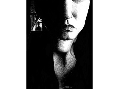 High contrast black white black and white dark drawing figure figures illustration illustration art noir oil oil painting painting pen pen and ink