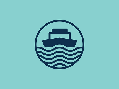 Ahoy! badge blue boat captain illustrator ocean sea vector waves