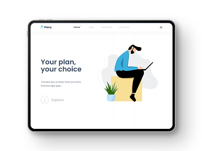 Landing page of Plany website