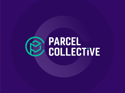 Parcel Collective box branding graphic design logo mint mintgreen outline purple rounded shipping violet
