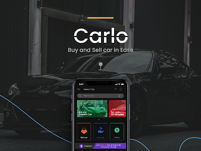 Carlo - ios app android carapp dark darkmode dribble ios ios presentation pre owned car app trending trnding ui