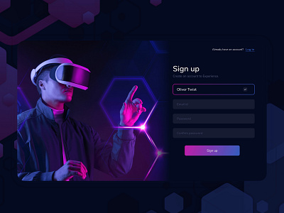 Concept signup page (AR VR) animation ar branding concept page dark dark signup page dark theme dark website login page signup page trending ui ux vr website website design