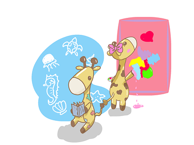 Gabe and other kids autism giraffe illustration