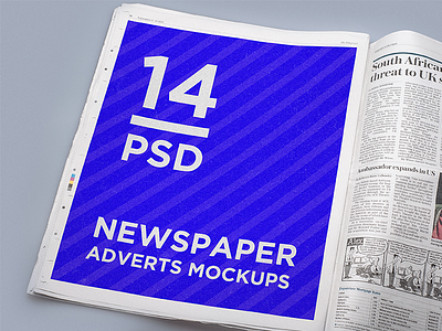 14 Newspaper Adverts Mockups advert advertisement daily download free freebie mock-up mockup newspaper press psd template