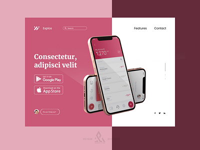 App Landing Page concept app branding design graphic design icon typography ui vector
