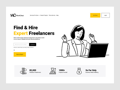 Workchest - freelance website redesign - Unofficial branding design graphic design icon illustration typography ui ux vector