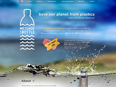 Message In a Bottle home page one page ui web