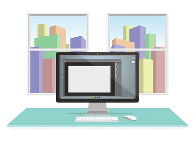 Desk Illustration desk icon illutrator mac pastels photoshop
