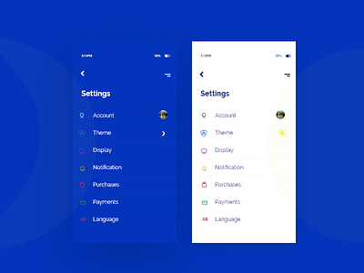 Settings UI | Light & Dark theme