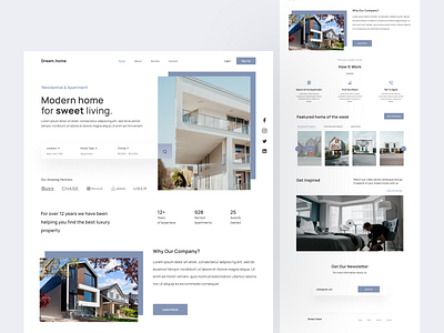 Real Estate Web Design agency apartment architecture clean design home home page house landing page properties property real estate real estate website residence ui design uiux web web design website website design