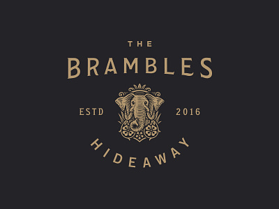 Brambles2 clover crest elephant engraving illustration type typography vintage