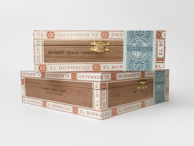 El Borracho Packaging box cigar identity logo packaging seal tape tobacco vintage