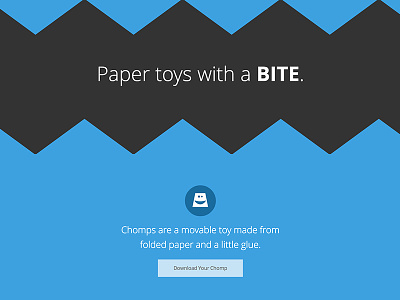 Chomps Website bite blue microinteraction paper toy website