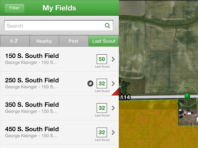 Field Scouting App farm field ipad list sort