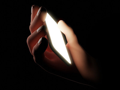 Phone light 3d design hand illustration light phone ux
