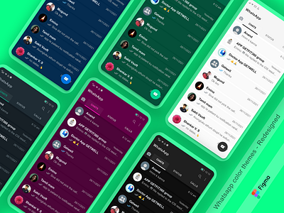 WhatsApp color themes - Redesigned app design figma graphic design ui uiux whatsapp