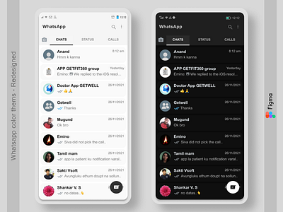 WhatsApp color themes - Redesigned #figma Black And White