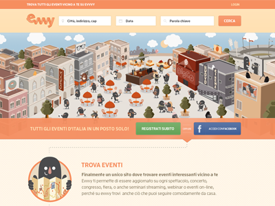 Home page Evvvy city illustration landing search