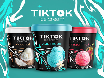 TIKTOK as an ice cream brand brand branding bulgaria colors design food fresh graphic design ice cream illustration logo redesign tiktok vector