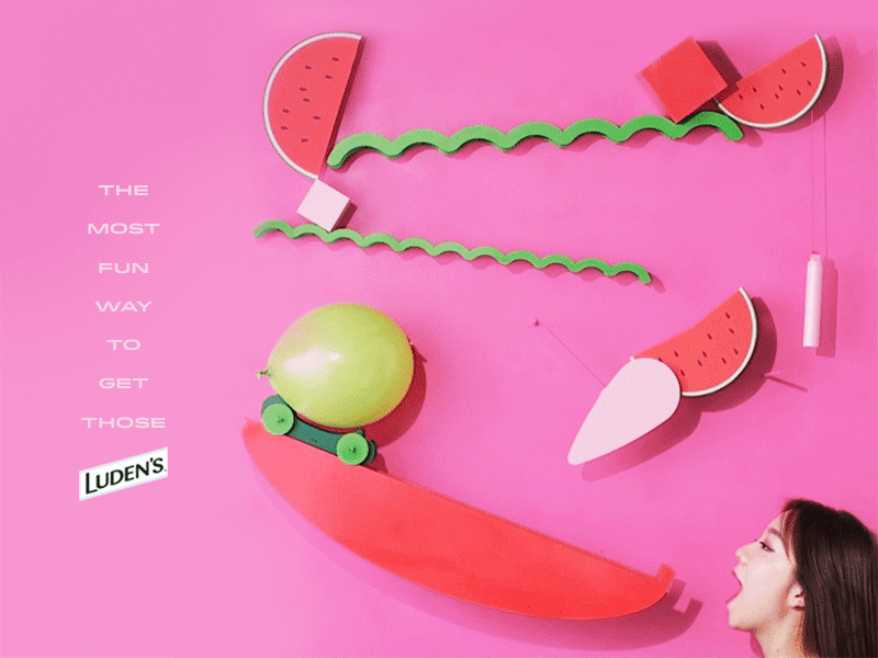 A Very Luden's Rube Goldberg Contraption animation contraption gif rube goldberg set design social watermelon