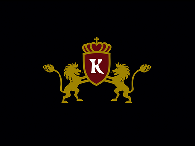 Lions King K brand branding communication agency crown crowns k king lions logo design logo designer pavel surovy shield symbol