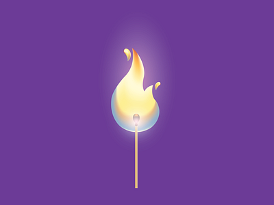 A flaming match. candle design dribbble fire flame heat illustraion light match purple sparkle vector warm