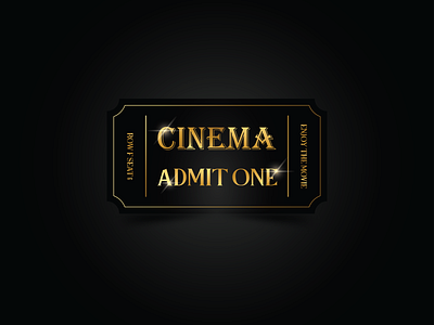 Movie ticket black branding cinema design dribbble gold golden gradient illustraion light money movie shadow simple spark ticket vector