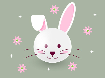 Bunny with flowers bunny design dribbble flowers illustraion shadow vector