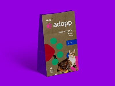 Adopp pet food animal bag branding cat food kraft logotype mockup packaging packaging mockup paper paw pet purple