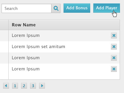 Administration Form buttons form pagination search table