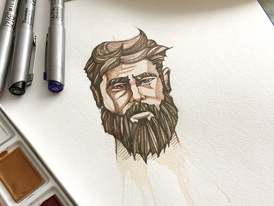 Bearded man bearded drawing kavoon man milestone watercolor