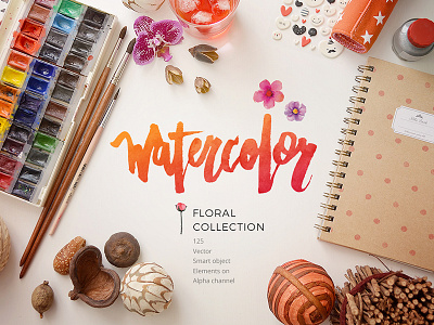 Watercolor Floral Collection bouquet decoration design elements floral flower logo painted pattern posies watercolor wedding wreathe