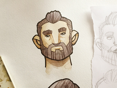 Bearded man bearded drawing illustration kavoon man watercolor
