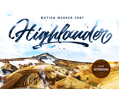 'Highlander' marker script branding extensions font hand made handwritten logo marker motion personal script